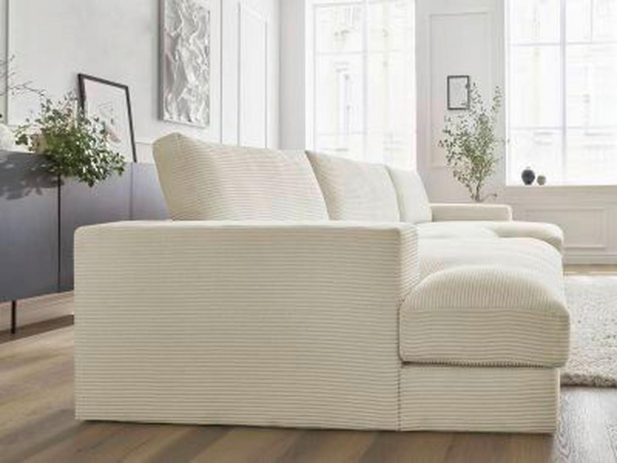 WOHNLANDSCHAFT LEONARD Beige Cord  - Beige/Schwarz, MODERN, Kunststoff/Textil (159/349/159cm)
