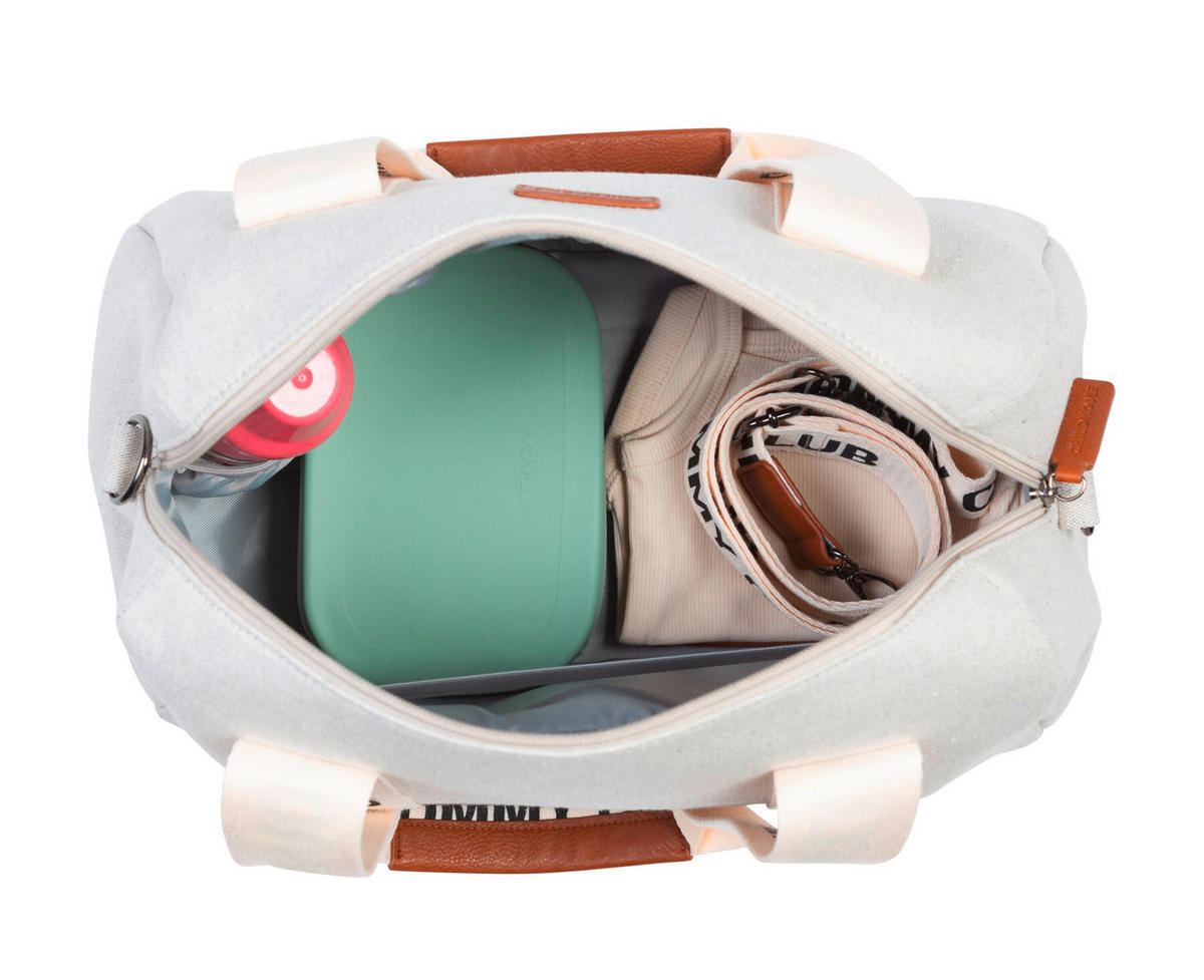 WICKELTASCHE Mommy Club Signature off white Canvas  - Creme/Weiß, KONVENTIONELL, Kunststoff/Textil (38/21/27cm) - Childhome