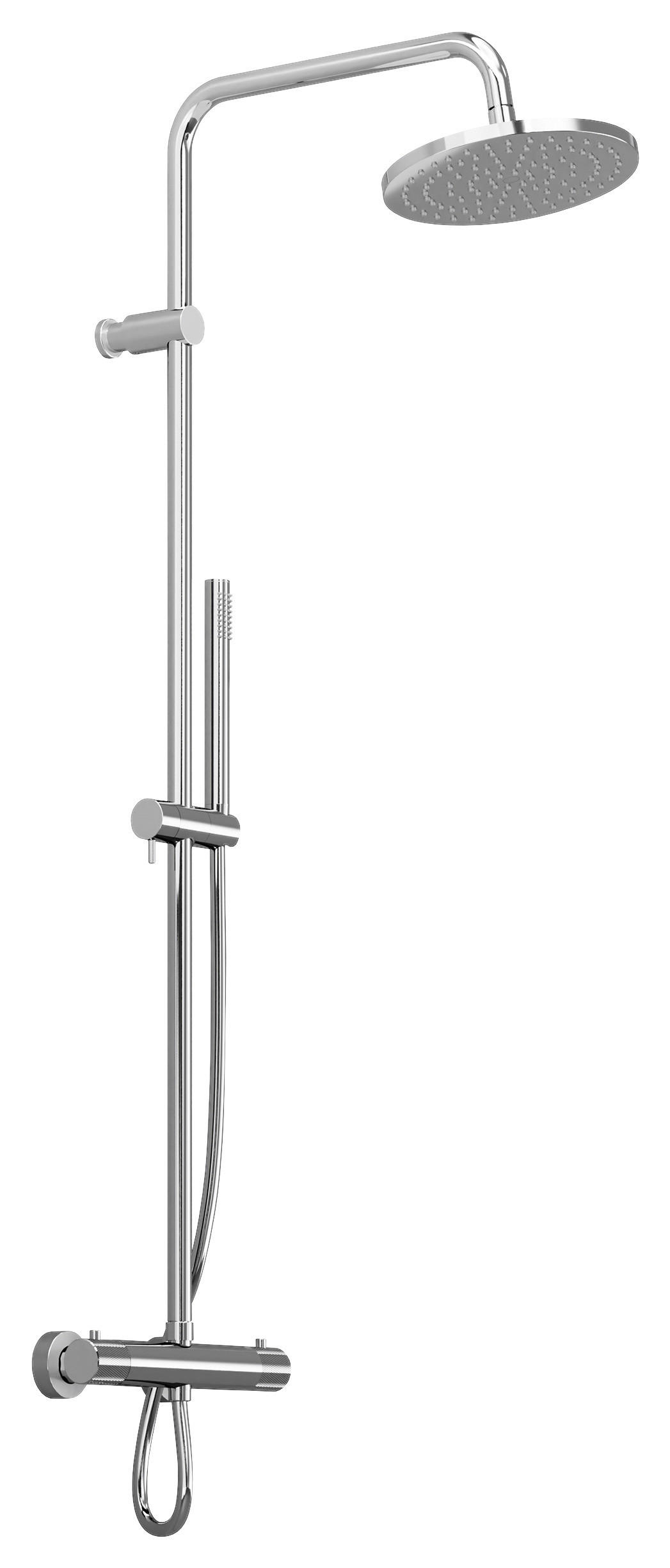 ÜBERKOPFBRAUSESET  - Chromfarben, MODERN, Metall (27,7/117,7/55cm)