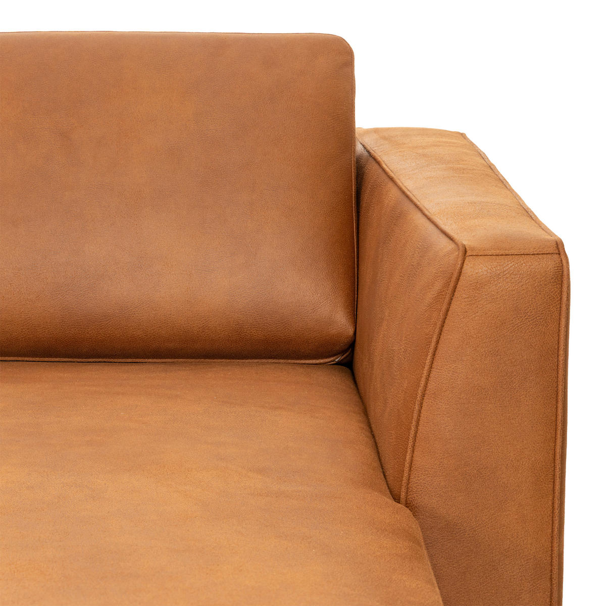 SOFFA i läderimitation brun  - brun/svart, Design, metall/trä (294/85/182-159cm) - Pure Home Comfort