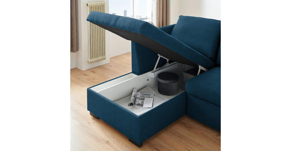 ECKSOFA in Webstoff Blau  - Blau/Schwarz, Design, Kunststoff/Textil (158/238cm) - Xora