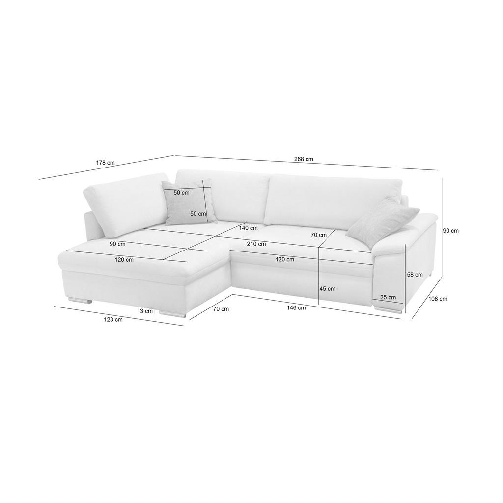 Thumbnail - Livetastic Ecksofa Casa Grande, Hellbraun, Textil, 3-Sitzer, Füllung: Schaumstoffflocken,Schaumstoffflocken, seitenverke...