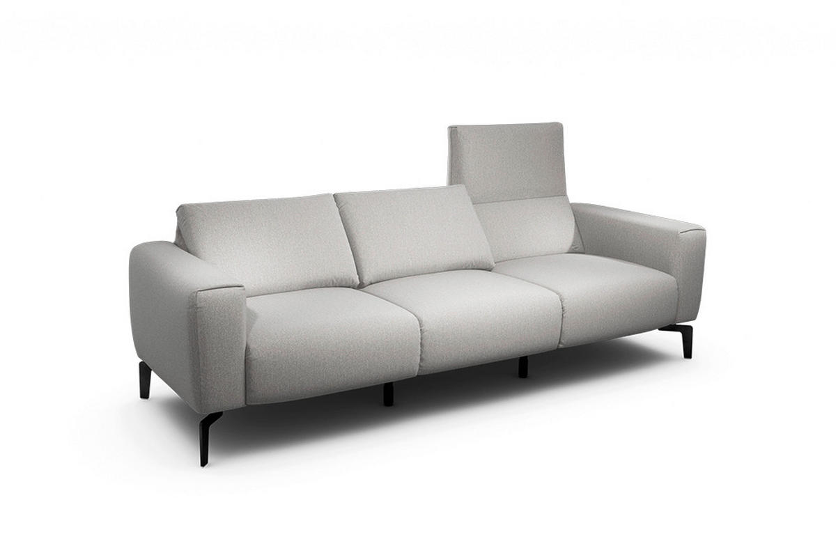 3-SITZER-SOFA Chenille Hellgrau  - Hellgrau/Schwarz, Design, Textil/Metall (250/86/86-94cm) - SENSOO