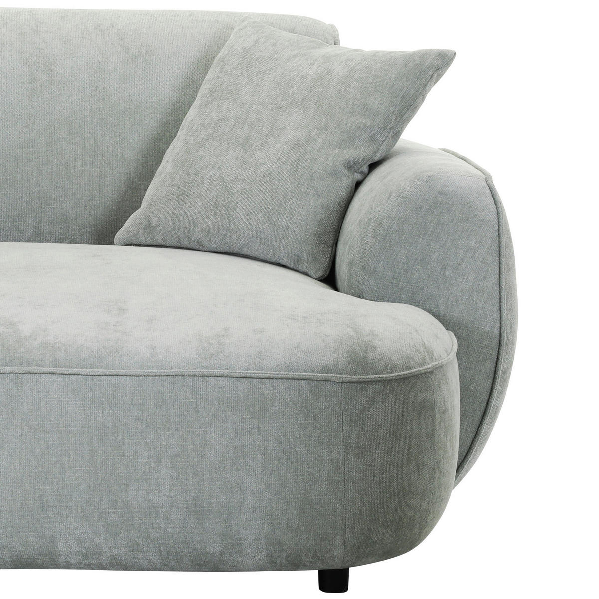 ECKSOFA Salbeigrün Flachgewebe Zierkissen, Rücken echt  - Salbeigrün/Schwarz, KONVENTIONELL, Kunststoff/Textil (285/155cm) - Milino