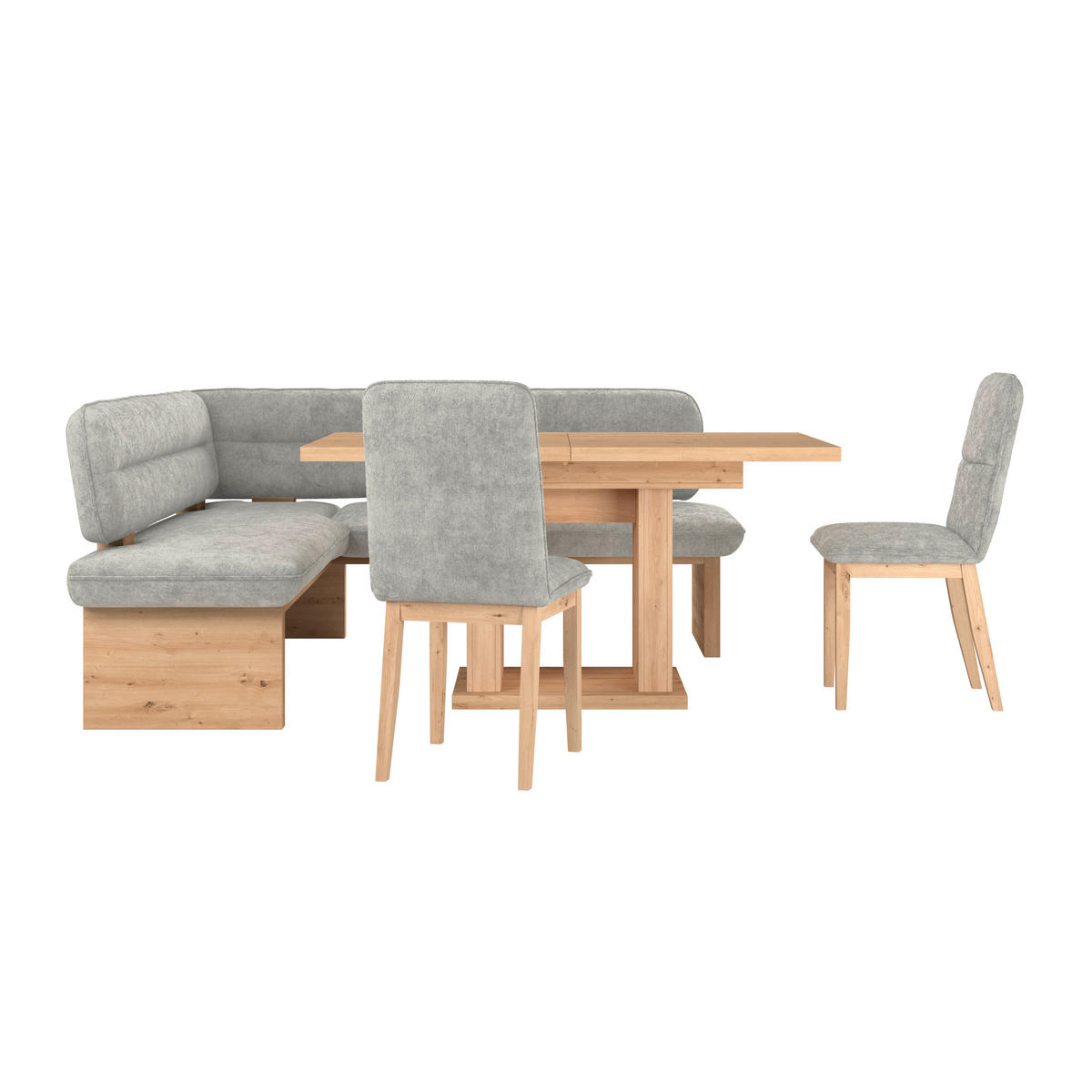 ECKBANK 170/232 cm Webstoff Hellgrau Eiche Sperrholz   - Eichefarben/Hellgrau, KONVENTIONELL, Holz/Textil (170/232cm) - James Wood