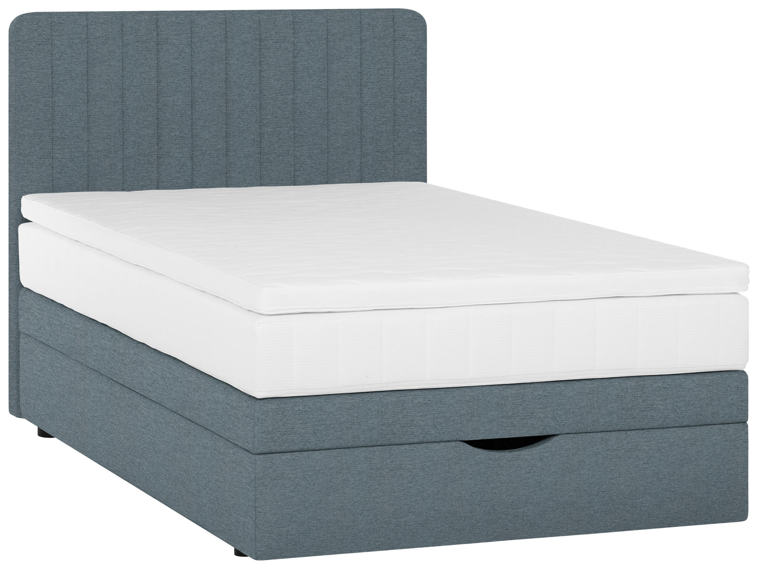 BOXSPRINGBETT 90/200 cm  Blaugrau  - Blaugrau/Schwarz, Konventionell, Holzwerkstoff/Kunststoff (90/200cm) - Welnova