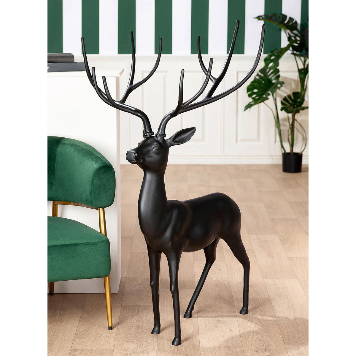 DEKOHIRSCH - Schwarz, Basics, Metall (72/126/72cm)