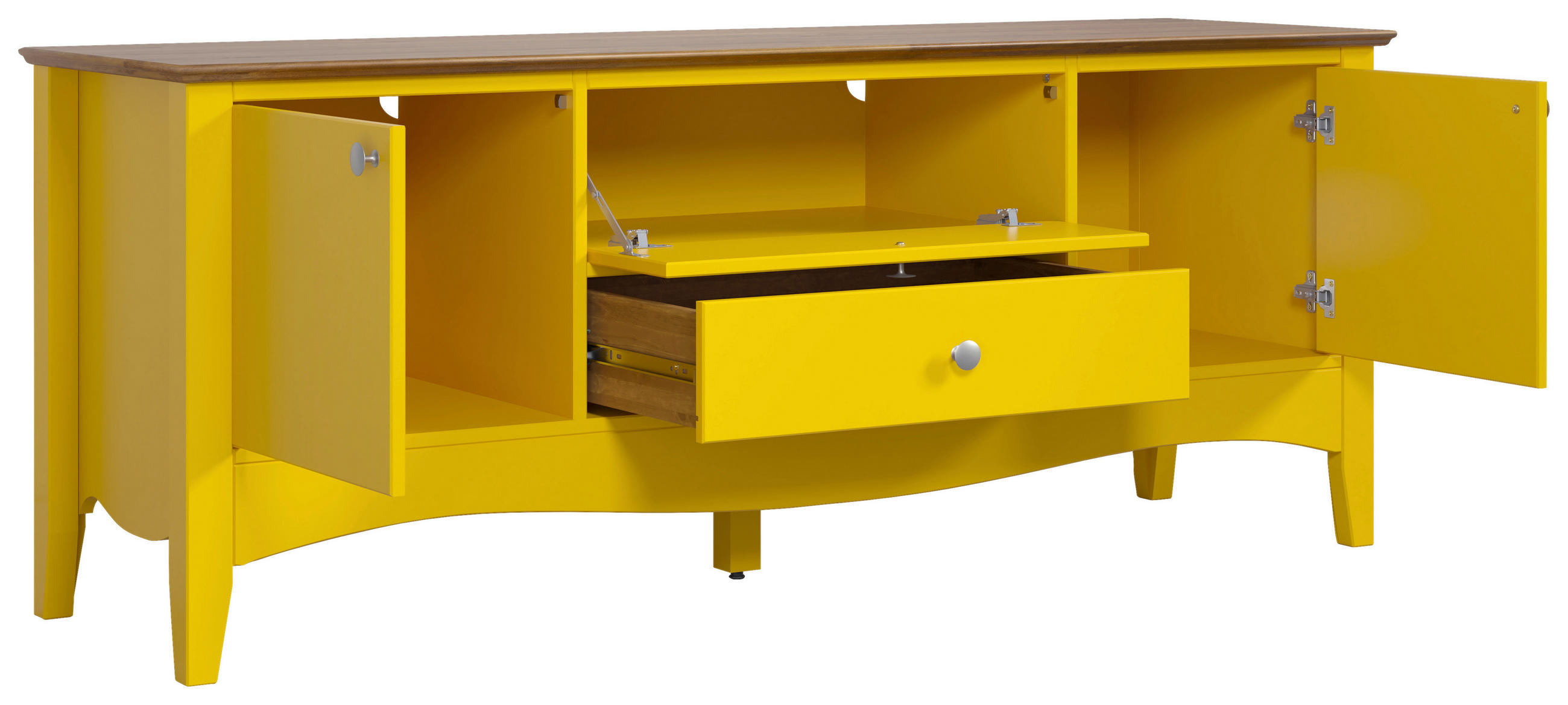 LOWBOARD 140/58/42 cm  - Gelb/Dunkelbraun, LIFESTYLE, Holz/Holzwerkstoff (140/58/42cm)