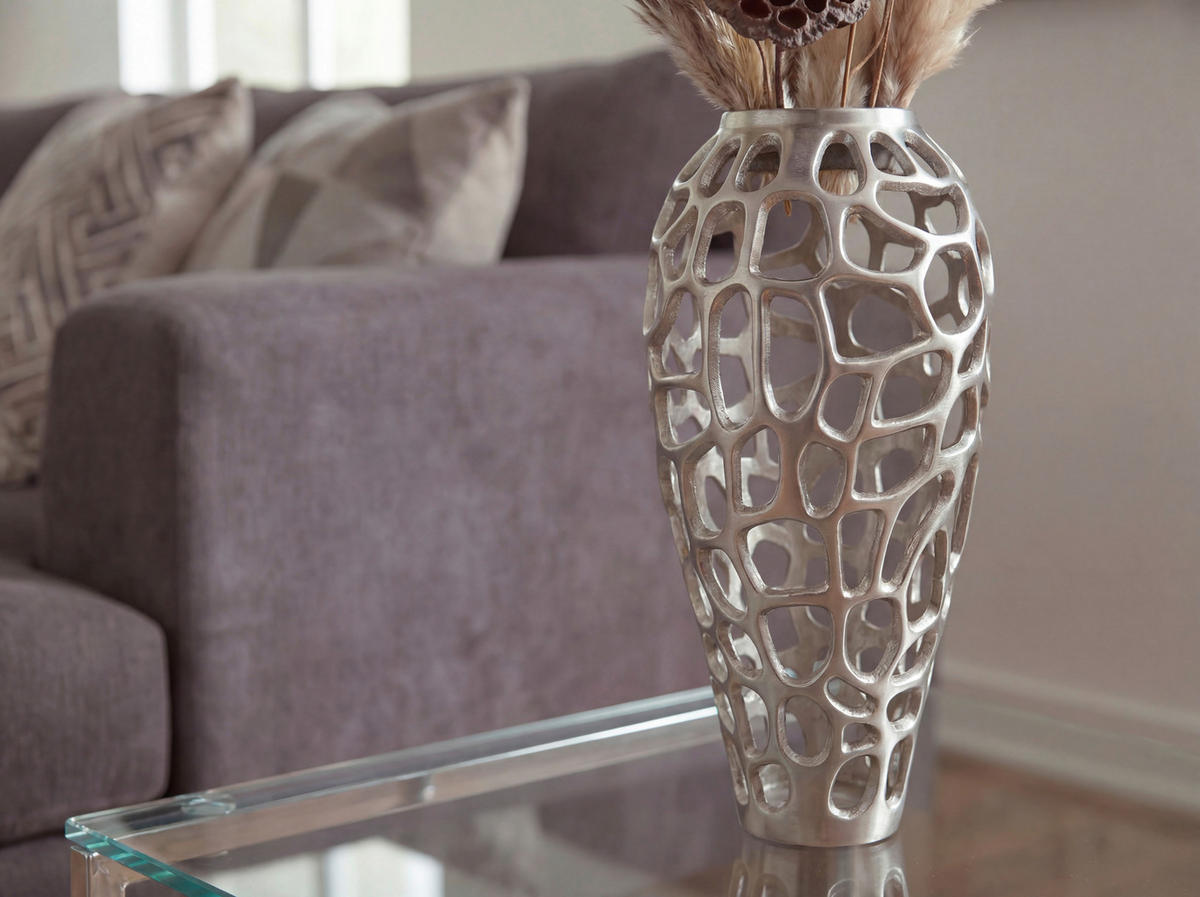 VASE 45 cm  - Silberfarben, Design, Metall (19/45cm) - Livetastic
