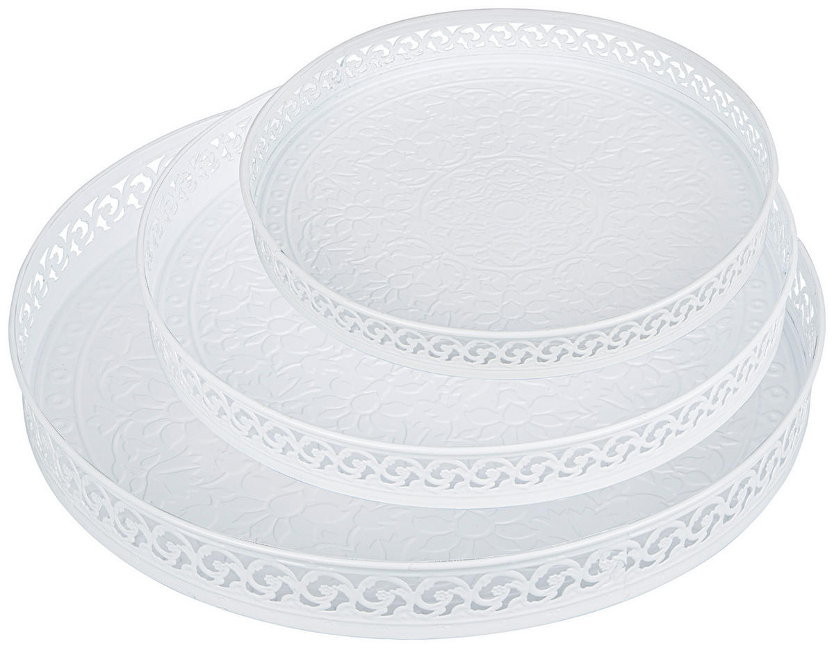 DEKOR TÁLCA    - fehér, Lifestyle, fém - Ambia Home