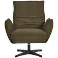 SESSEL in Bouclé Khaki  - Khaki/Schwarz, Design, Textil/Metall (60/94/86cm) - Dieter Knoll