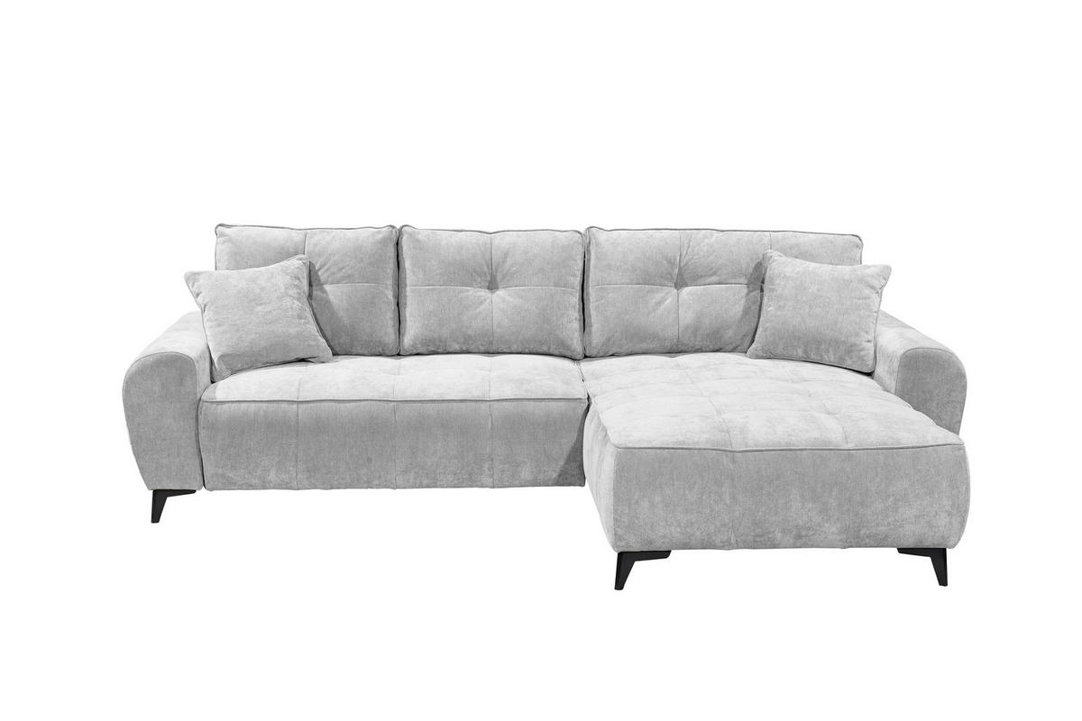 ECKSOFA ELISA Silberfarben Webstoff Bettkasten  - Silberfarben/Schwarz, MODERN, Kunststoff/Textil (284/191cm) - MID.YOU