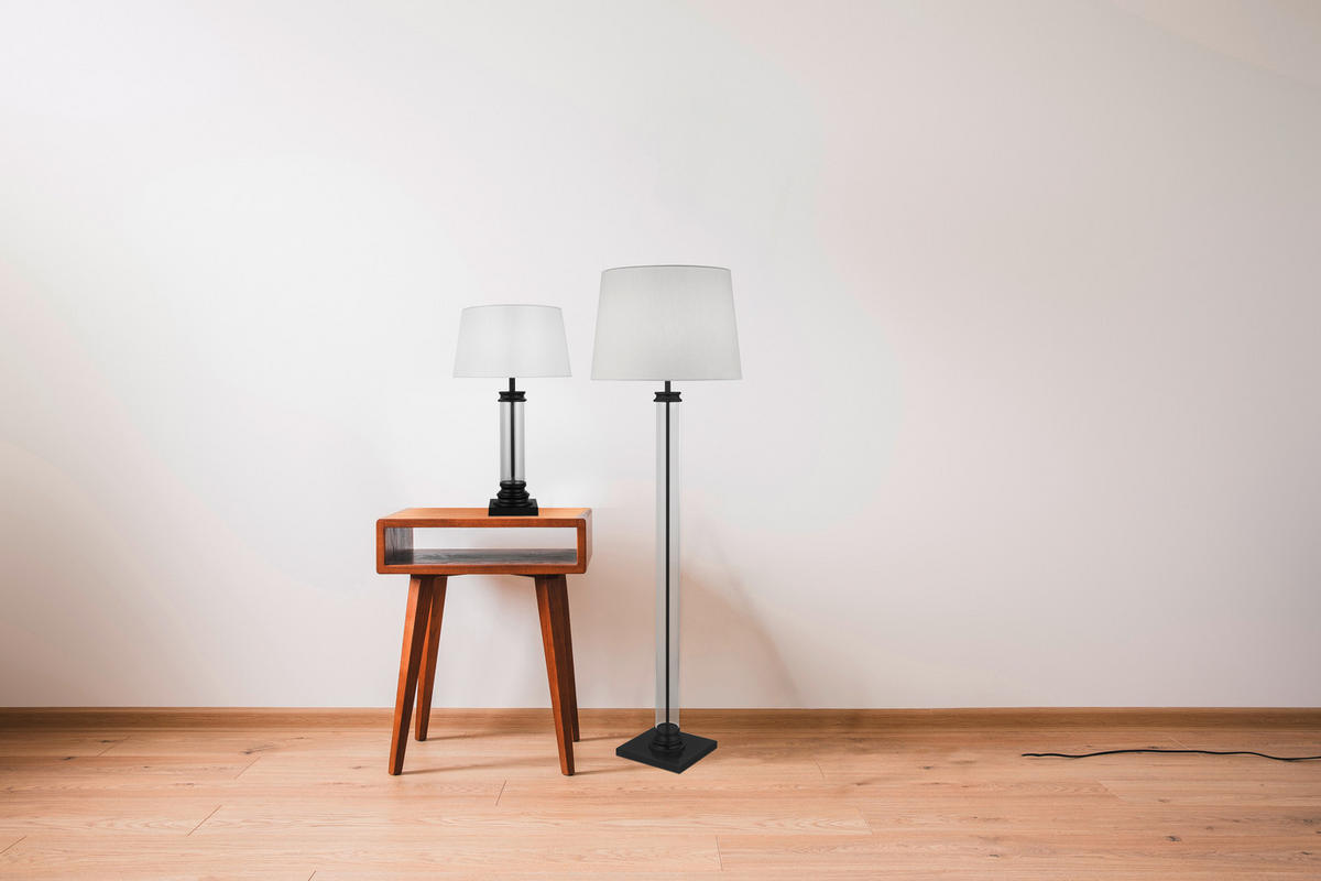 NAMIZNA SVETILKA  Pedestal      37/62 cm       - črna/bela, Konvencionalno, kovina/steklo (37/62cm)