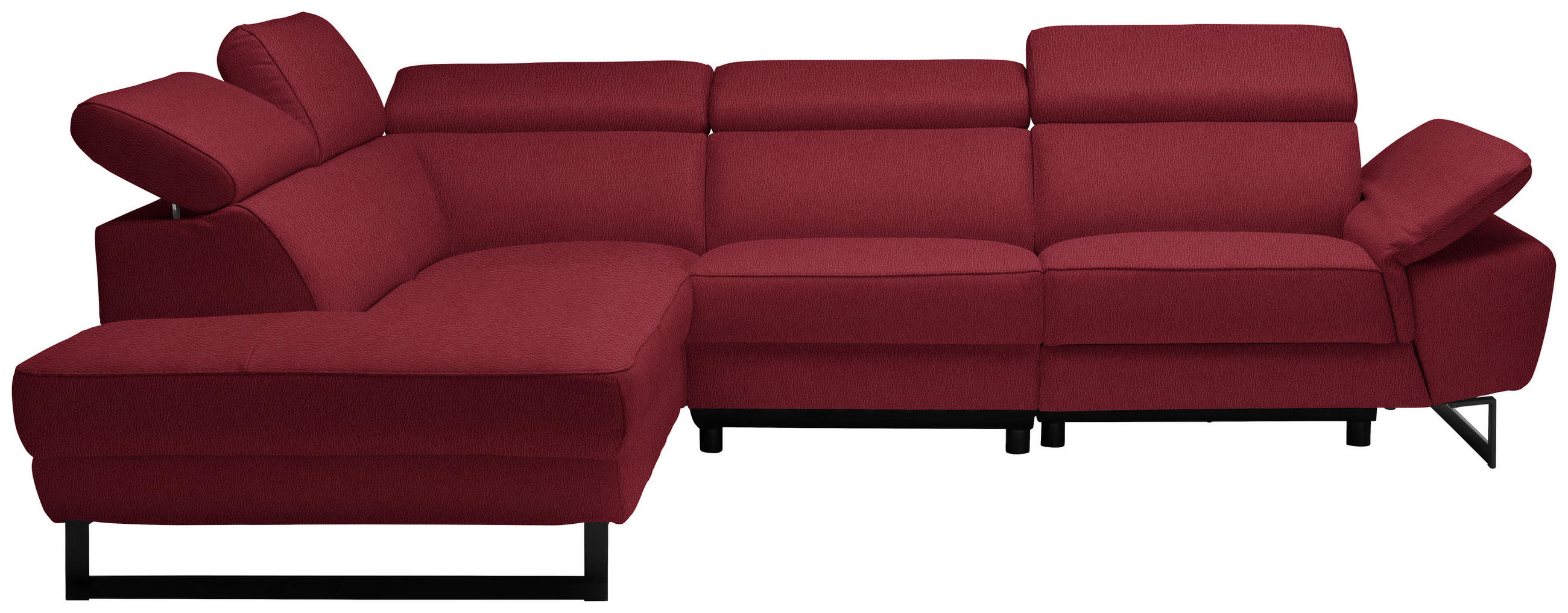 ECKSOFA in Echtleder Rot  - Rot/Schwarz, Design, Leder/Metall (225/281cm) - Celina Home