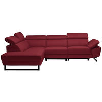 ECKSOFA Rot Echtleder  - Rot/Schwarz, Design, Leder/Metall (225/281cm) - Celina Home