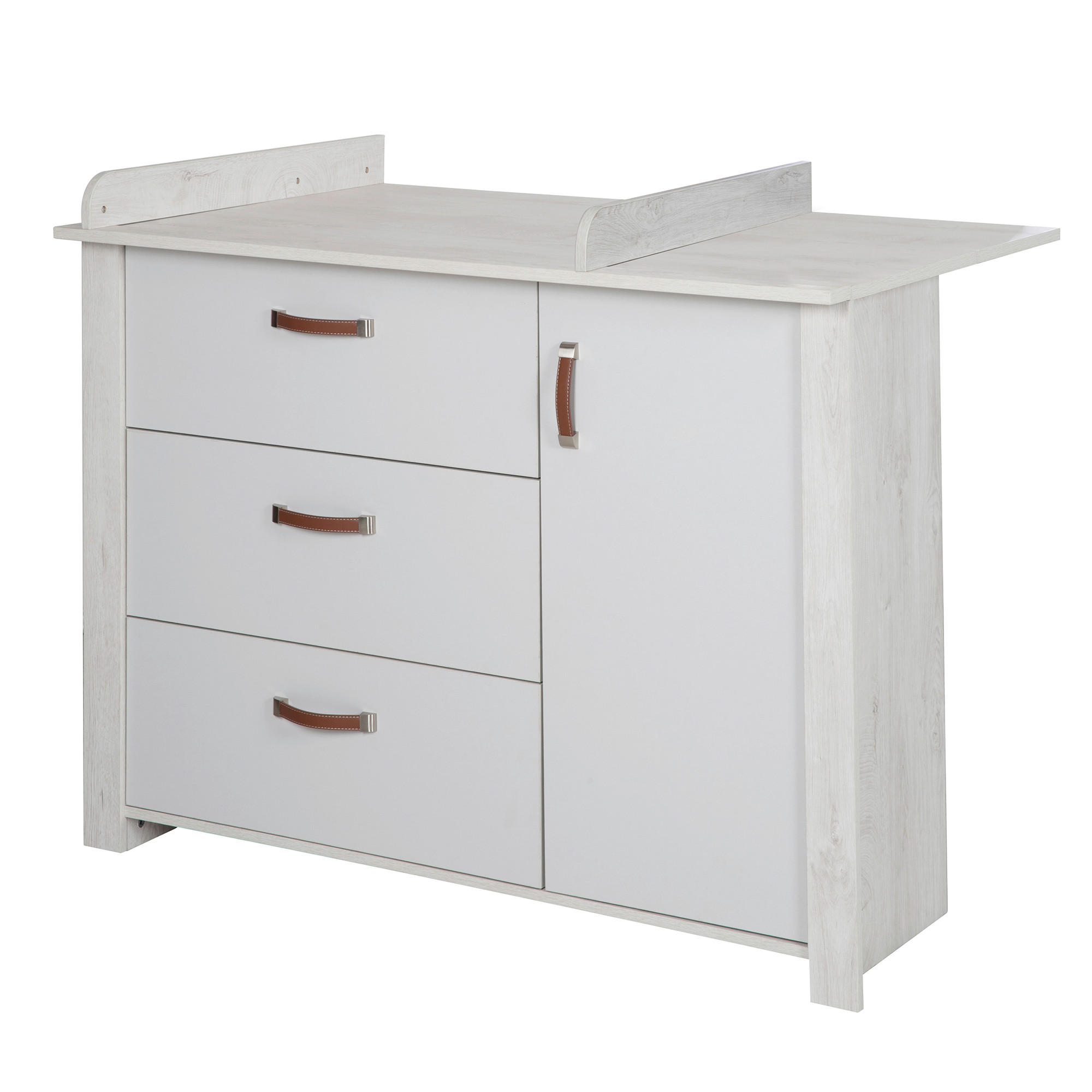 WICKELKOMMODE Mila Eichefarben  - Eichefarben/Grau, Basics, Holzwerkstoff/Textil (126/98,5/75cm) - Roba