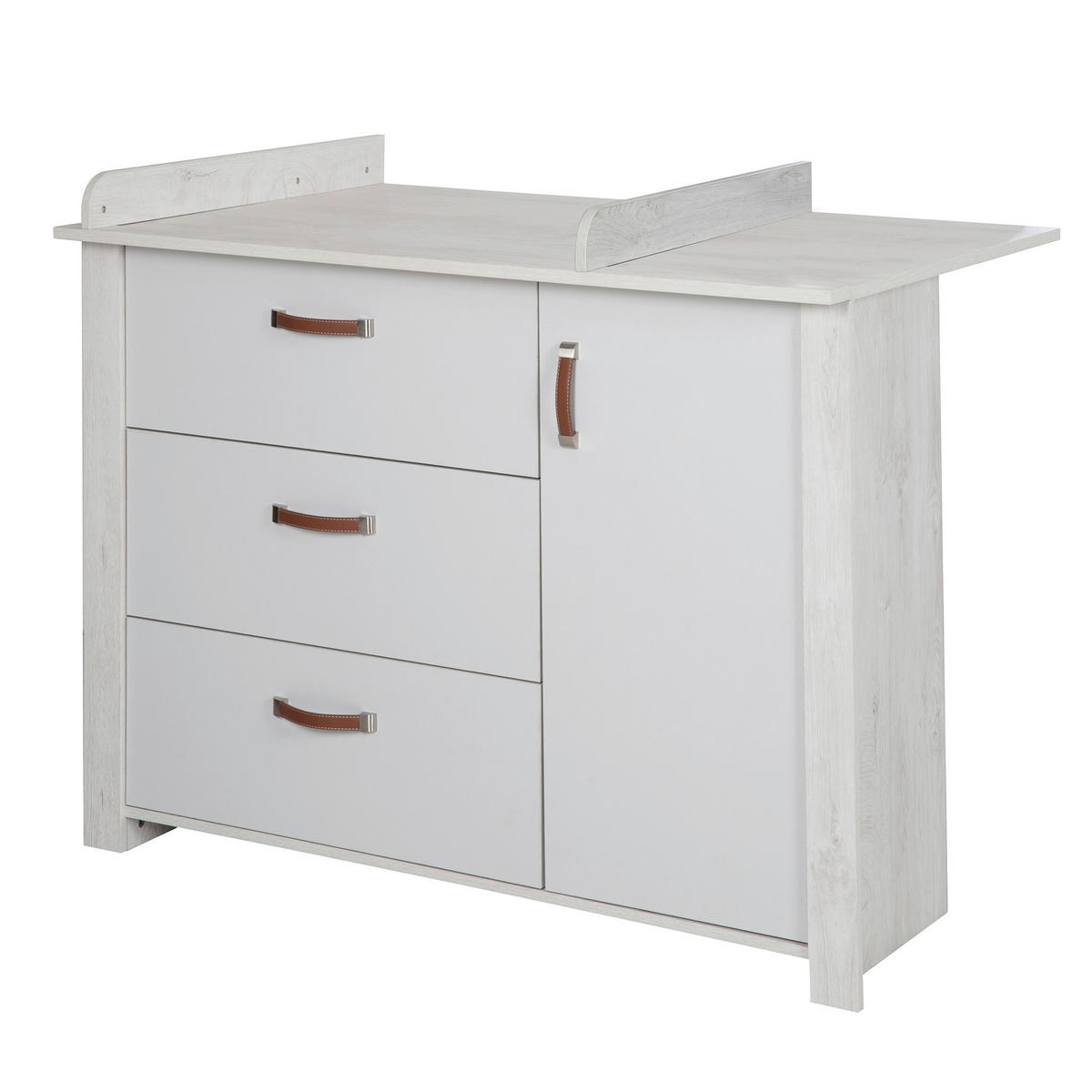 WICKELKOMMODE Mila Eichefarben  - Eichefarben/Grau, Basics, Holzwerkstoff/Textil (126/98,5/75cm) - Roba