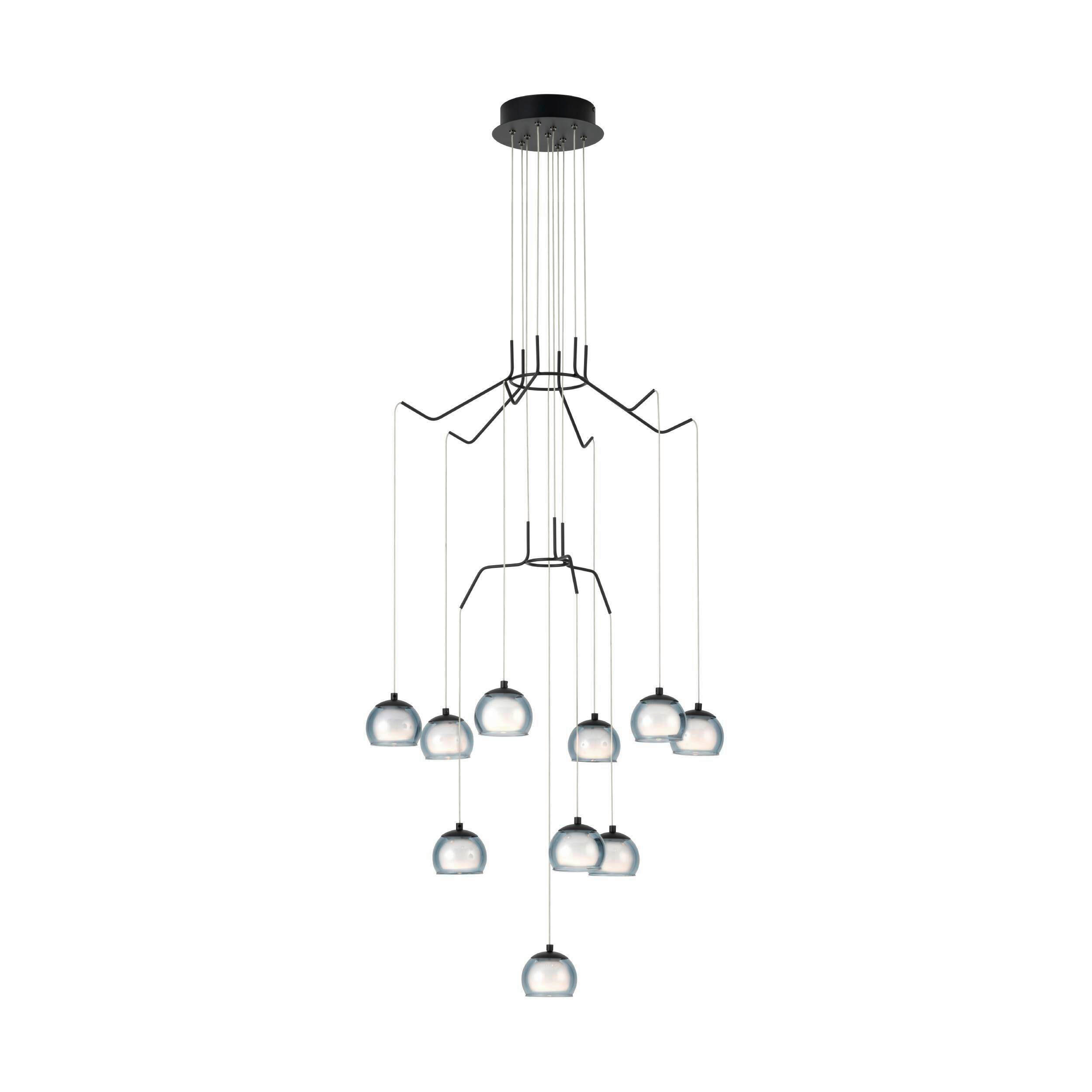 HÄNGELEUCHTE 67/166 cm   - Schwarz/Weiß, Design, Glas/Metall (67/166cm) - Eglo