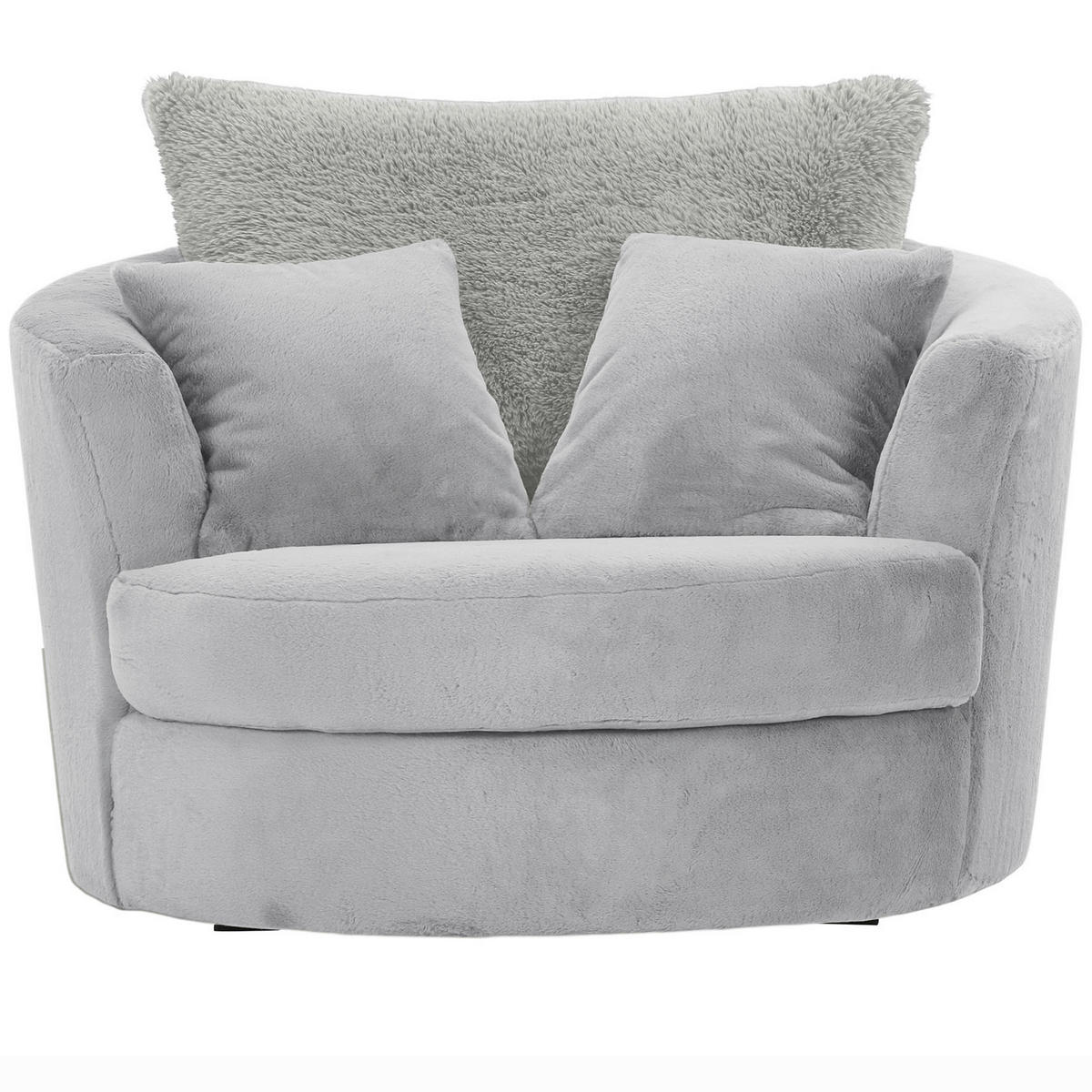 SESSEL in Plüsch Hellgrau  - Hellgrau/Schwarz, KONVENTIONELL, Textil/Metall (115/72/115cm) - Ambia Home