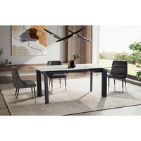 ESSTISCH Weiß rechteckig  ausziehbar  - Schwarz/Weiß, Design, Keramik/Metall (180/95/77cm) - MID.YOU