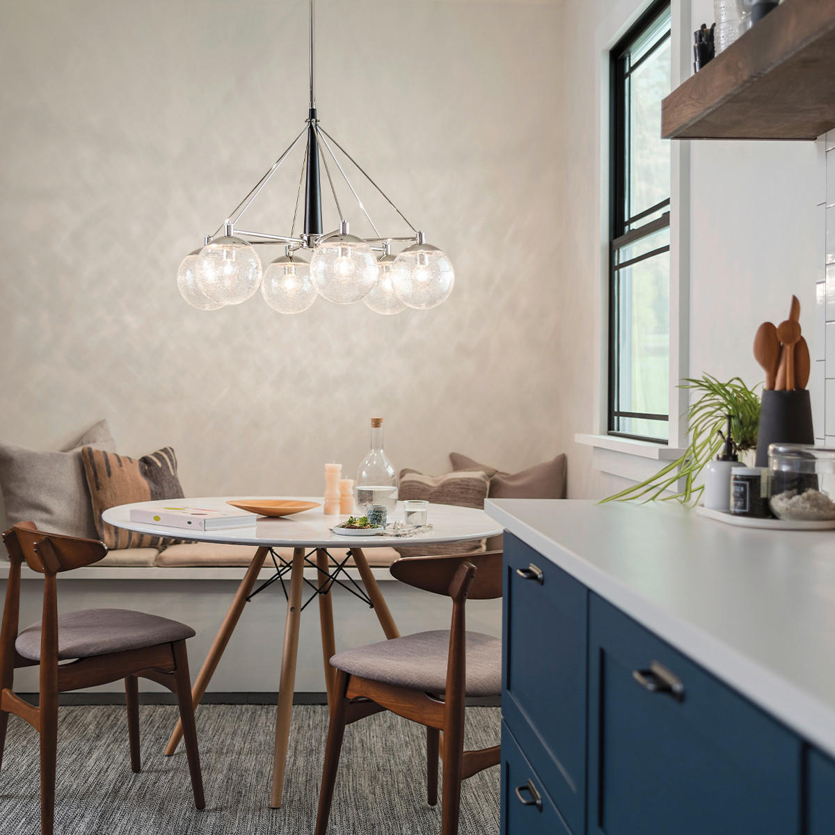 KRONLEUCHTER 87.6/76.8 cm - Nickelfarben, Konventionell, Glas/Metall (87.6/76.8cm) - Elstead Lighting