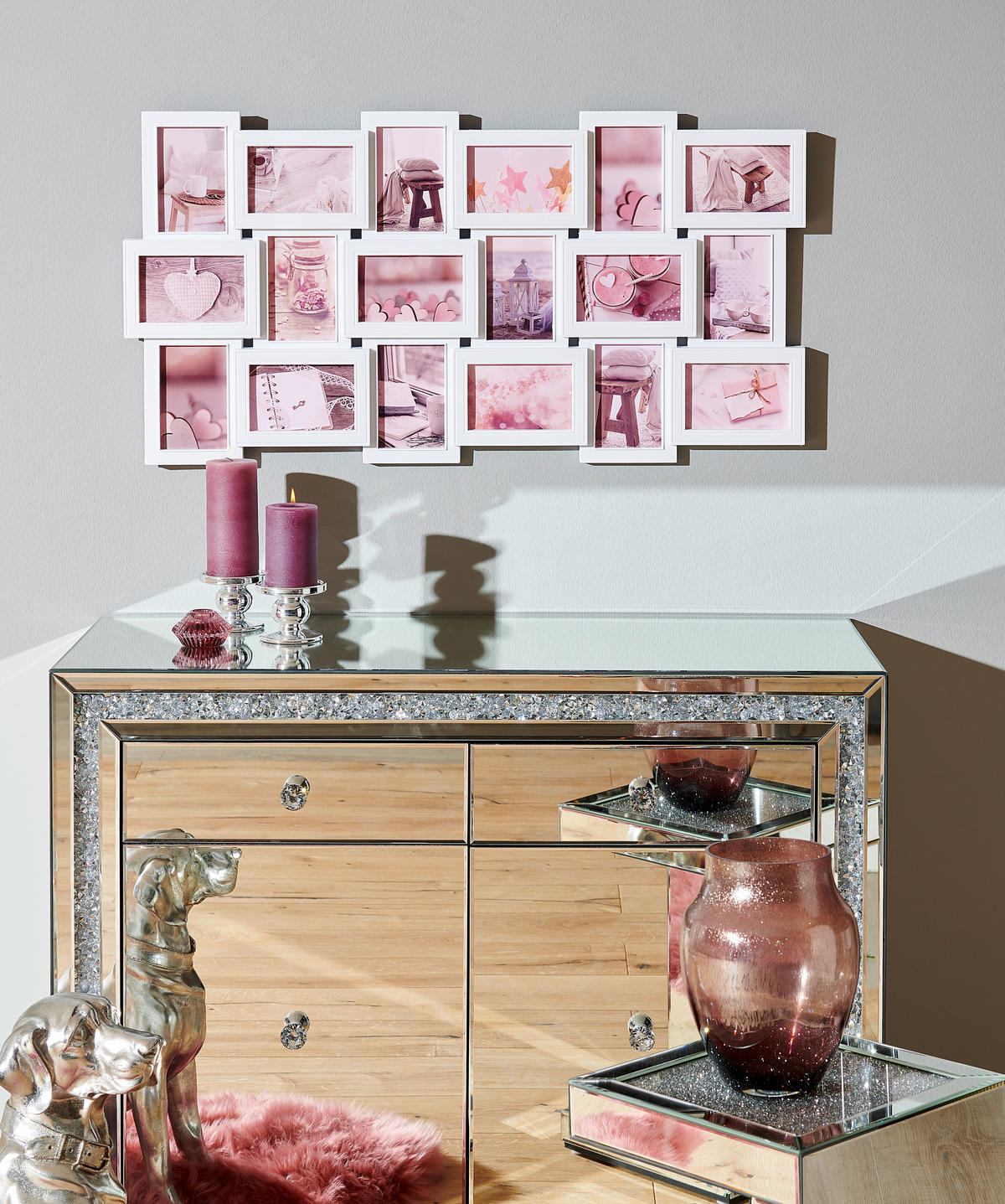 RÁM NA FOTOKOLÁŽ, 18 foto, 90/47/2,5 cm - biela, Basics, plast (90/47/2,5cm)