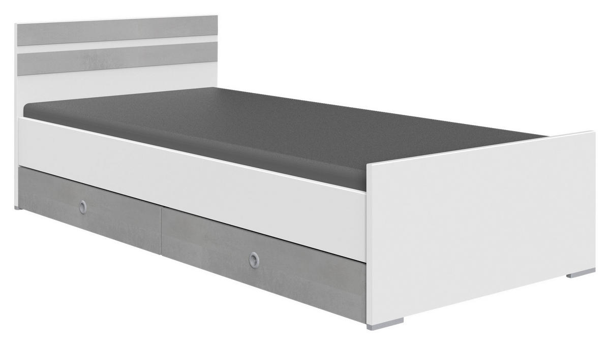 BETTKASTENSET  in Grau, Weiss  - Weiss/Grau, Konventionell, Holzwerkstoff (100/16/60cm) - Carryhome