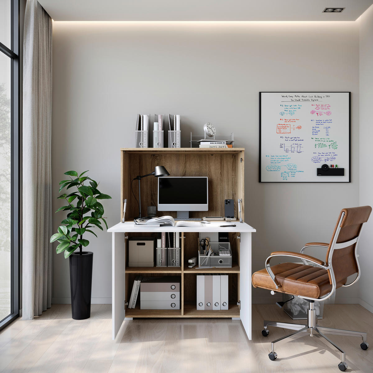 SEKRETÁR - sivá/biela s vysokým leskom, Design, kompozitné drevo/plast (90/125,1/42cm) - P & B