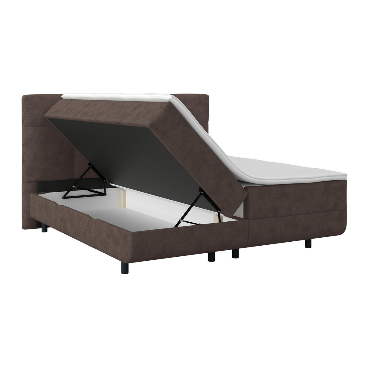 POLSTERBETT Bettkasten, Topper 180/200 cm  in Schlammfarben  - Schlammfarben/Schwarz, MODERN, Kunststoff/Textil (180/200cm) - MID.YOU