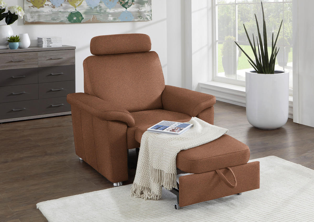 FERNSEHSESSEL in Webstoff Braun  - Silberfarben/Braun, Konventionell, Textil/Metall (102/91/91-159cm) - Beldomo System