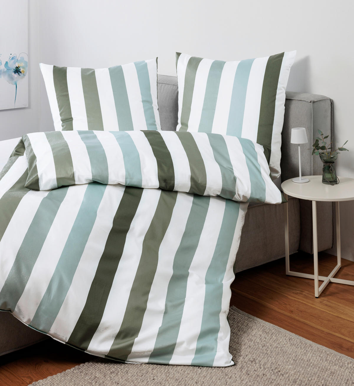 BETTWÄSCHE Makosatin 135/200 cm  - Salbeigrün, Design, Textil (135/200cm) - Janine