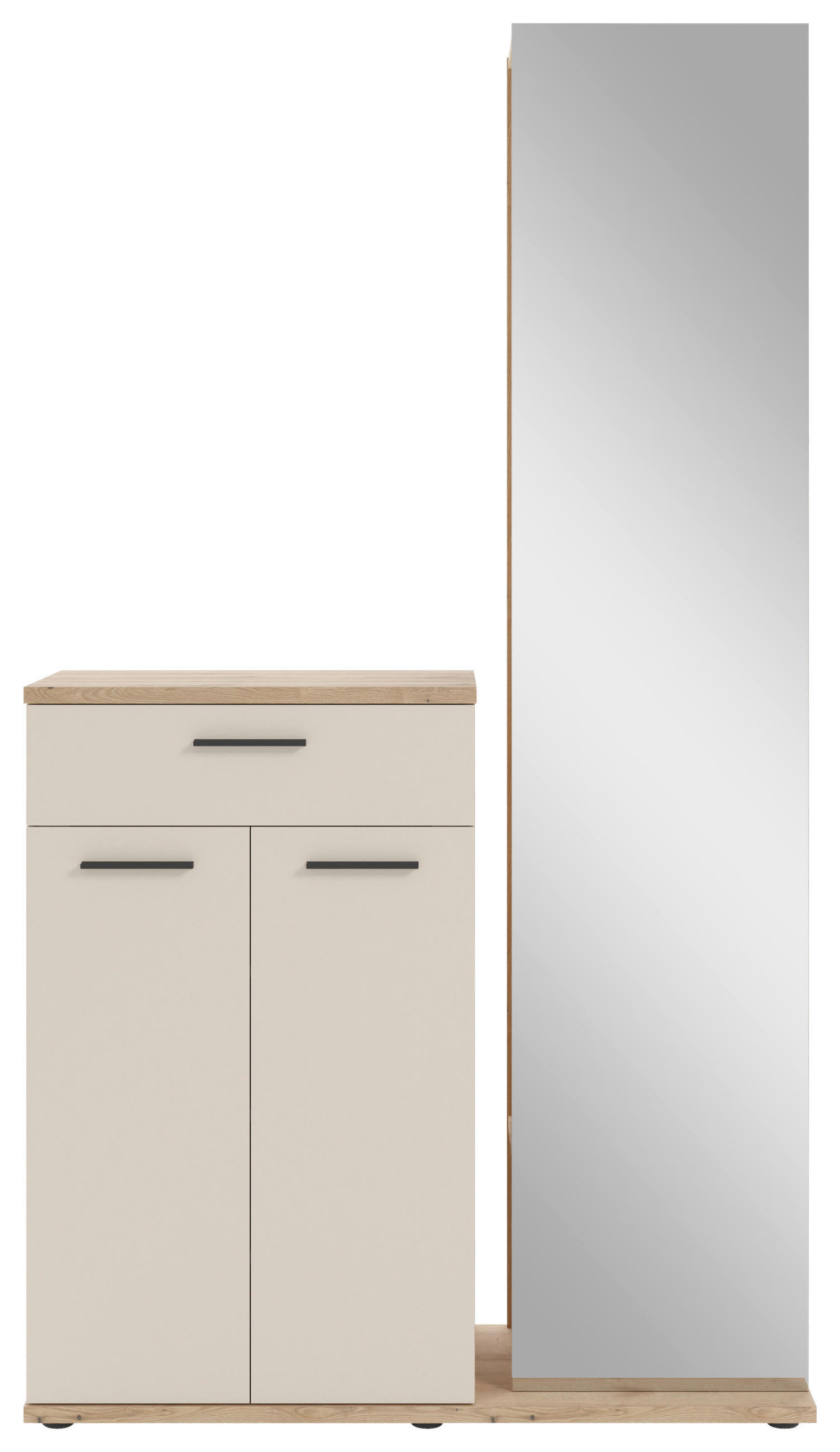 GARDEROBE  in 105/188/38 cm  - Eichefarben/Creme, Basics, Glas/Holzwerkstoff (105/188/38cm) - Xora