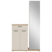 GARDEROBE  in 105/188/38 cm  - Eichefarben/Creme, Basics, Glas/Holzwerkstoff (105/188/38cm) - Xora