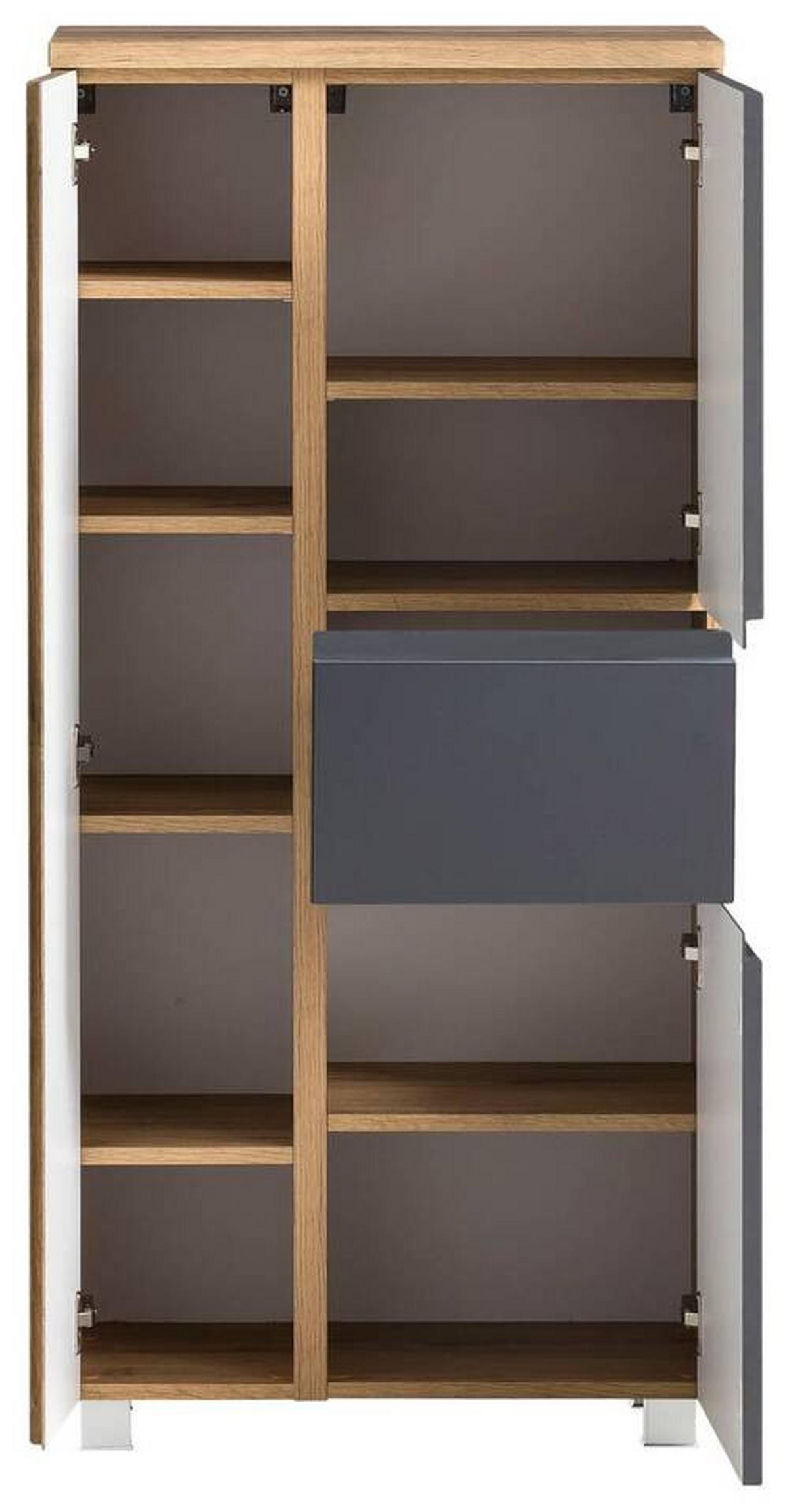 MIDISCHRANK 65/130/35 cm  - Silberfarben/Eiche Wotan, Modern, Holzwerkstoff/Kunststoff (65/130/35cm) - Held