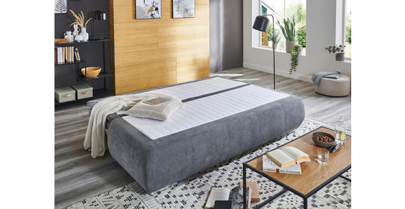 SCHLAFSOFA Webstoff Grau Rückenkissen, Armlehnenkissen, Bettkasten, Schlaffunktion, Topper, Rücken echt  - Chromfarben/Grau, KONVENTIONELL, Holz/Kunststoff (207/91/90cm) - Carryhome