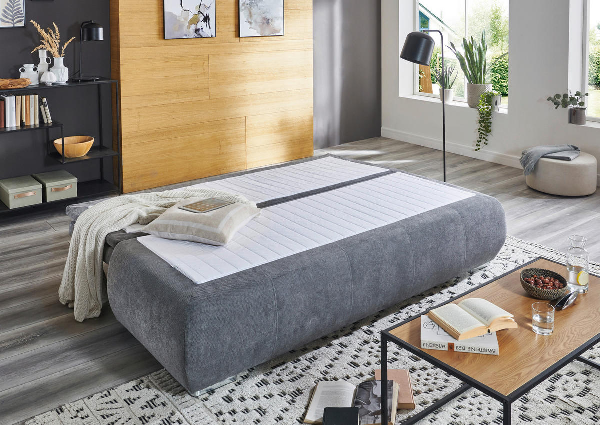 SCHLAFSOFA  mit Webstoff Grau  - Chromfarben/Grau, KONVENTIONELL, Holz/Kunststoff (207/91/90cm) - Carryhome