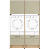 WASCHMASCHINENSCHRANK 126,4/206,2/68,5 cm  in Eichefarben, Salbeigrün  - Salbeigrün/Eichefarben, Basics, Holzwerkstoff/Metall (126,4/206,2/68,5cm) - Impuls