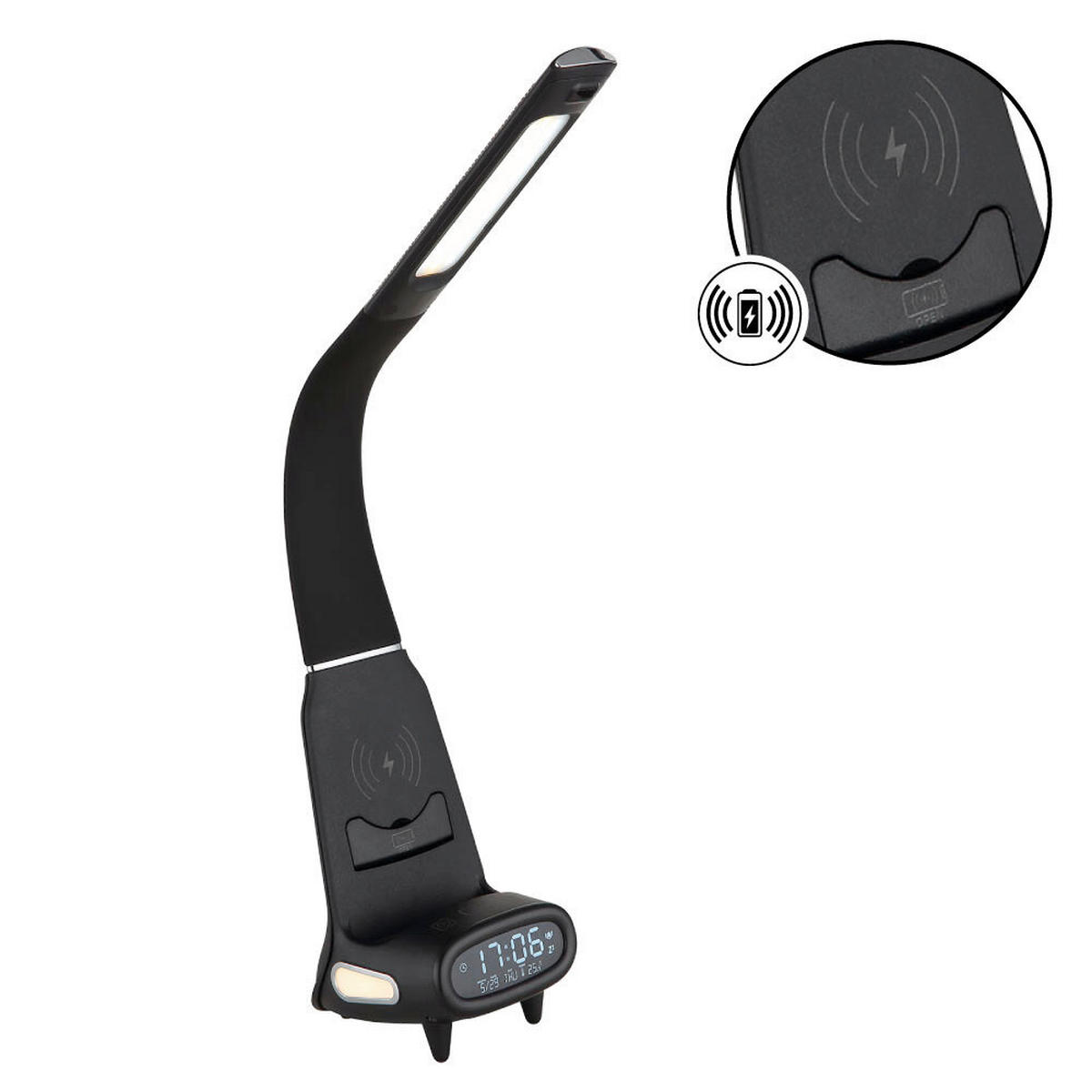 LED-TISCHLEUCHTE 25/10/50 cm   - Chromfarben/Schwarz, Design, Kunststoff (25/10/50cm) - Globo