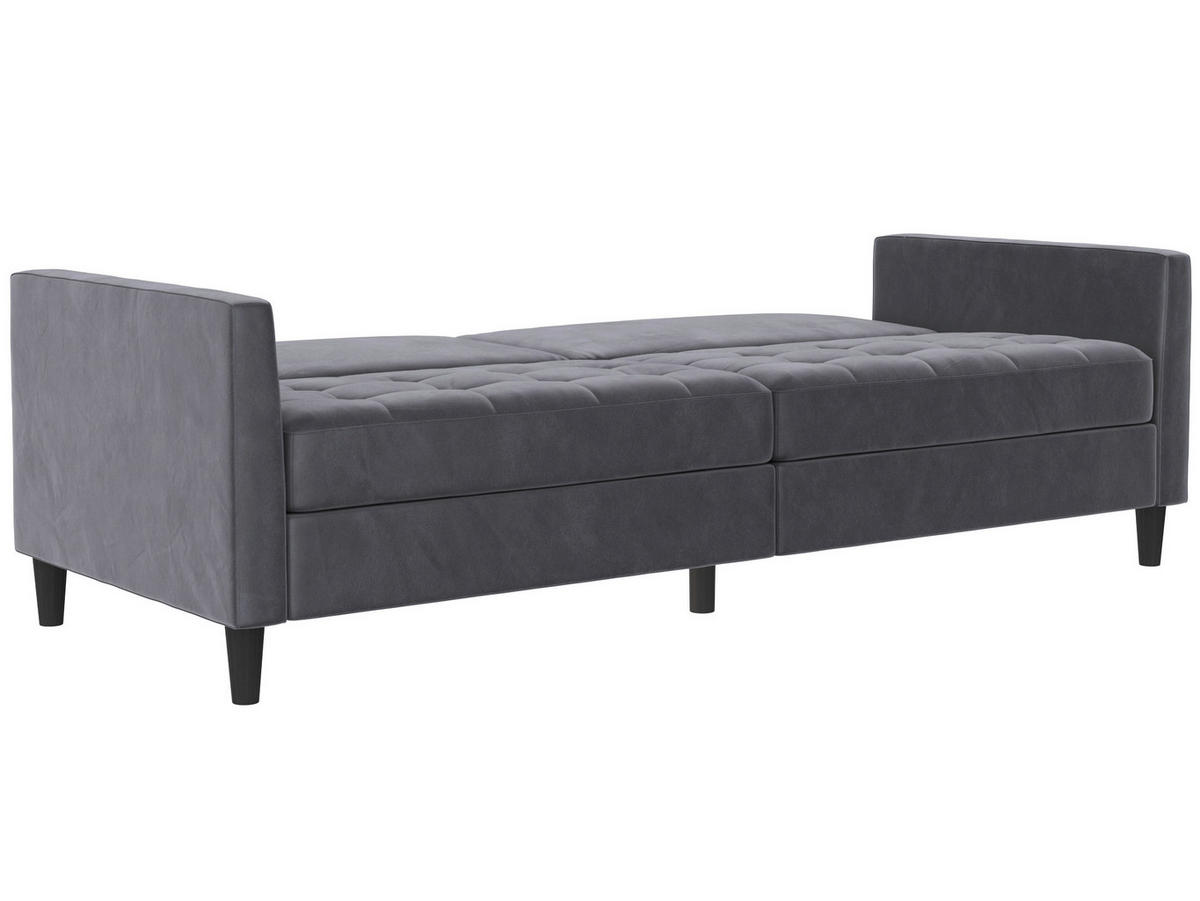SCHLAFSOFA PALERMO in Velours Dunkelgrau Vintage, Skandinavisch, Modern, Landhaus  - Dunkelgrau/Schwarz, Basics, Kunststoff/Textil (207/86/86cm) - Livetastic