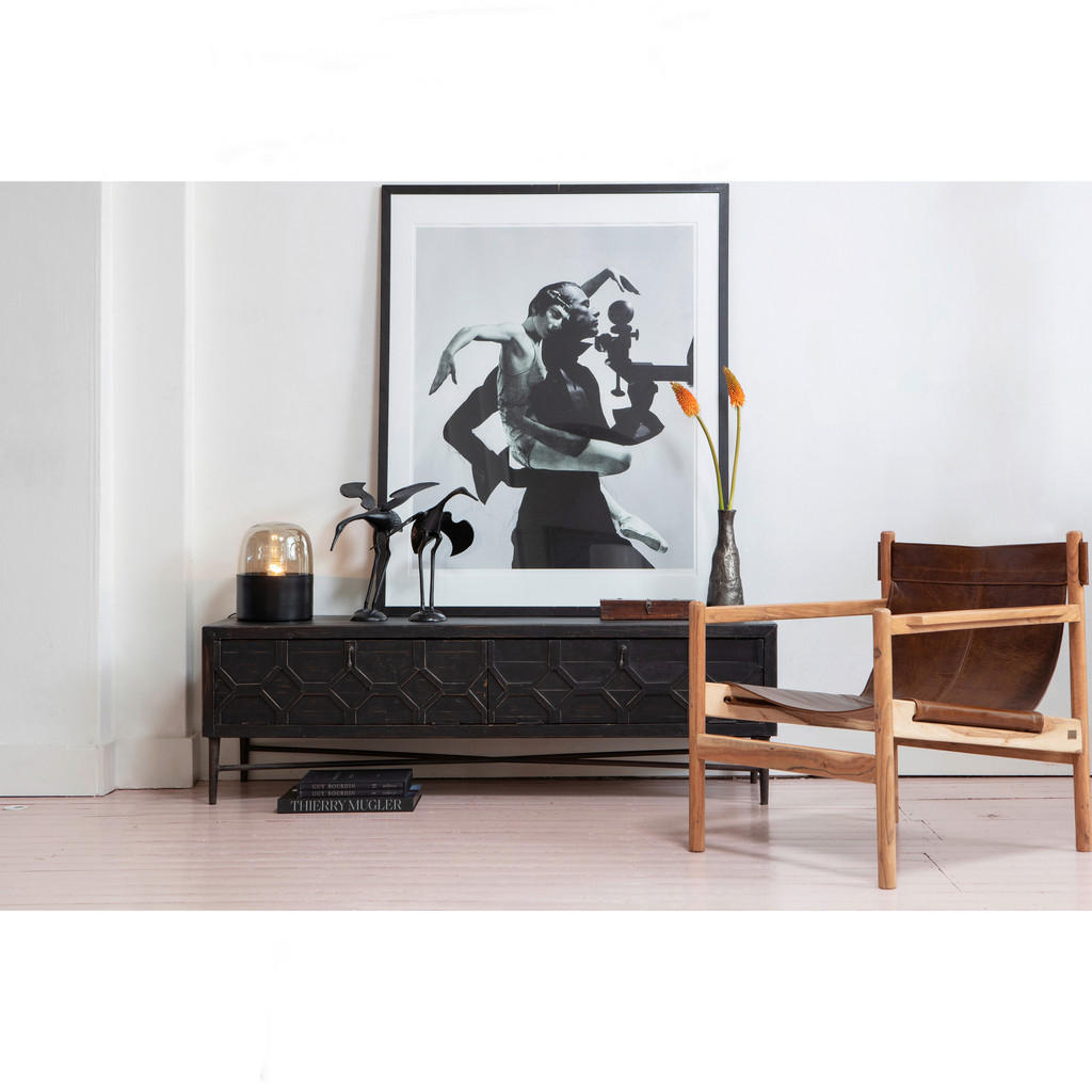 Thumbnail - Livetastic Lowboard Bequest, Schwarz, Metall, Kiefer, 1 Fächer, 160x50x45 cm, Wohnzimmer, Wohnwände, Lowboards