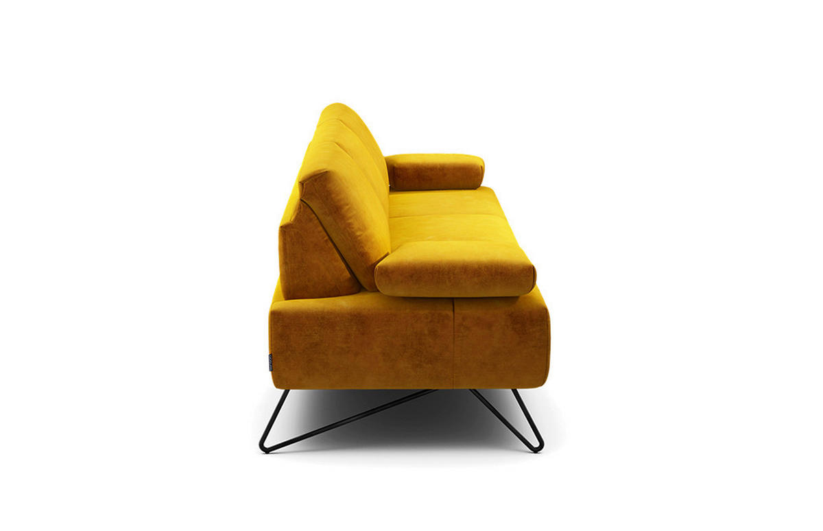 3-SITZER-SOFA Samt Gelb  - Gelb/Schwarz, Design, Textil/Metall (234-264/85/86-94cm) - SENSOO