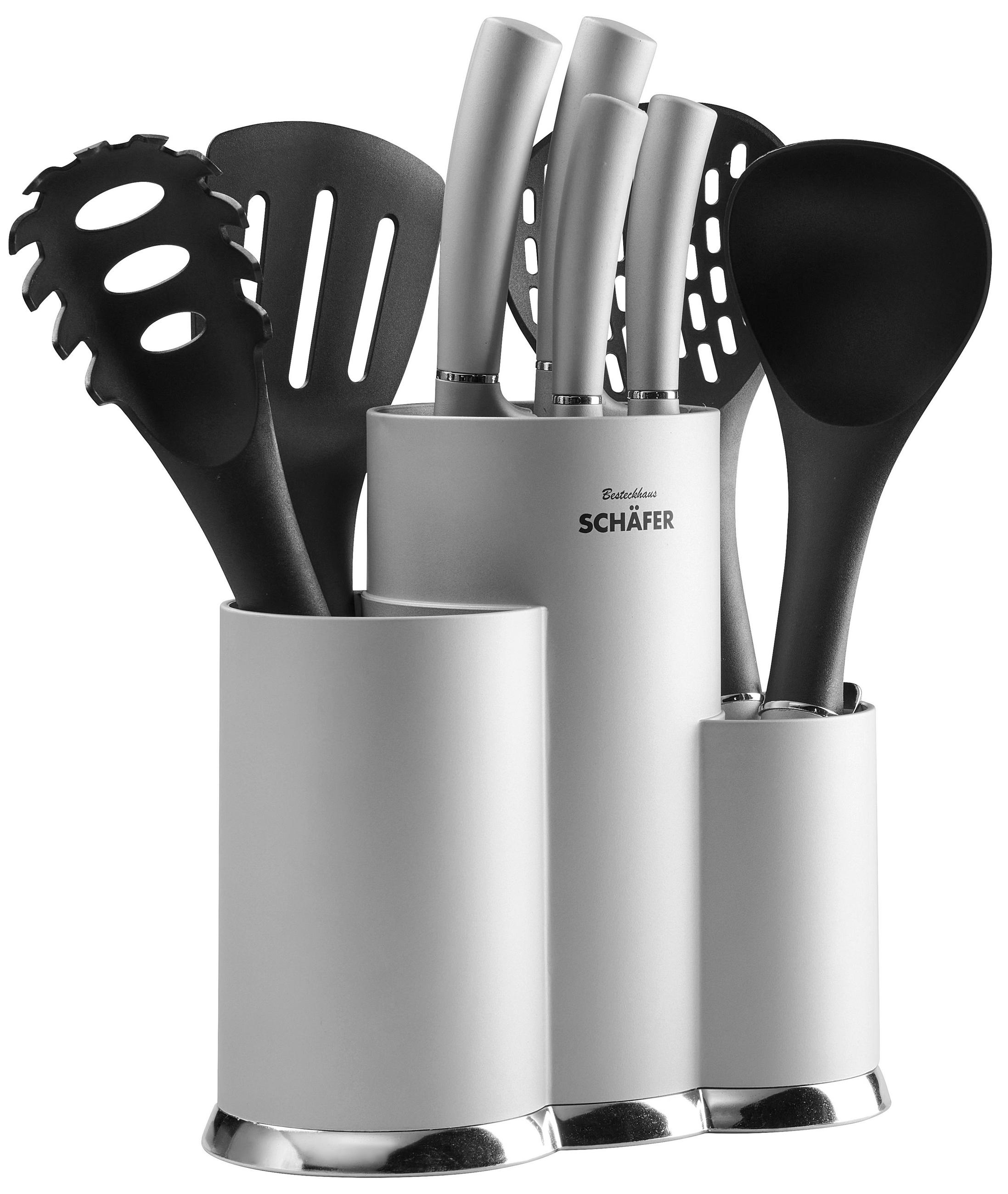 MESSERBLOCK 10-teilig  - Grau, Trend, Kunststoff/Metall (25/35/15cm)