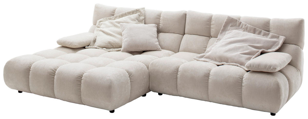 ECKSOFA Chenille Naturfarben  - Schwarz/Naturfarben, Design, Kunststoff/Textil (178/293cm) - Pure Home Lifestyle