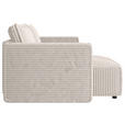 ECKSOFA Creme Cord Zierkissen, Rückenkissen, Schlaffunktion, Rücken echt  - Creme/Schwarz, MODERN, Kunststoff/Textil (153/250cm) - Xora