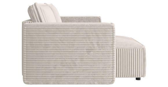 ECKSOFA Creme Cord Zierkissen, Rückenkissen, Schlaffunktion, Rücken echt  - Creme/Schwarz, MODERN, Kunststoff/Textil (153/250cm) - Xora