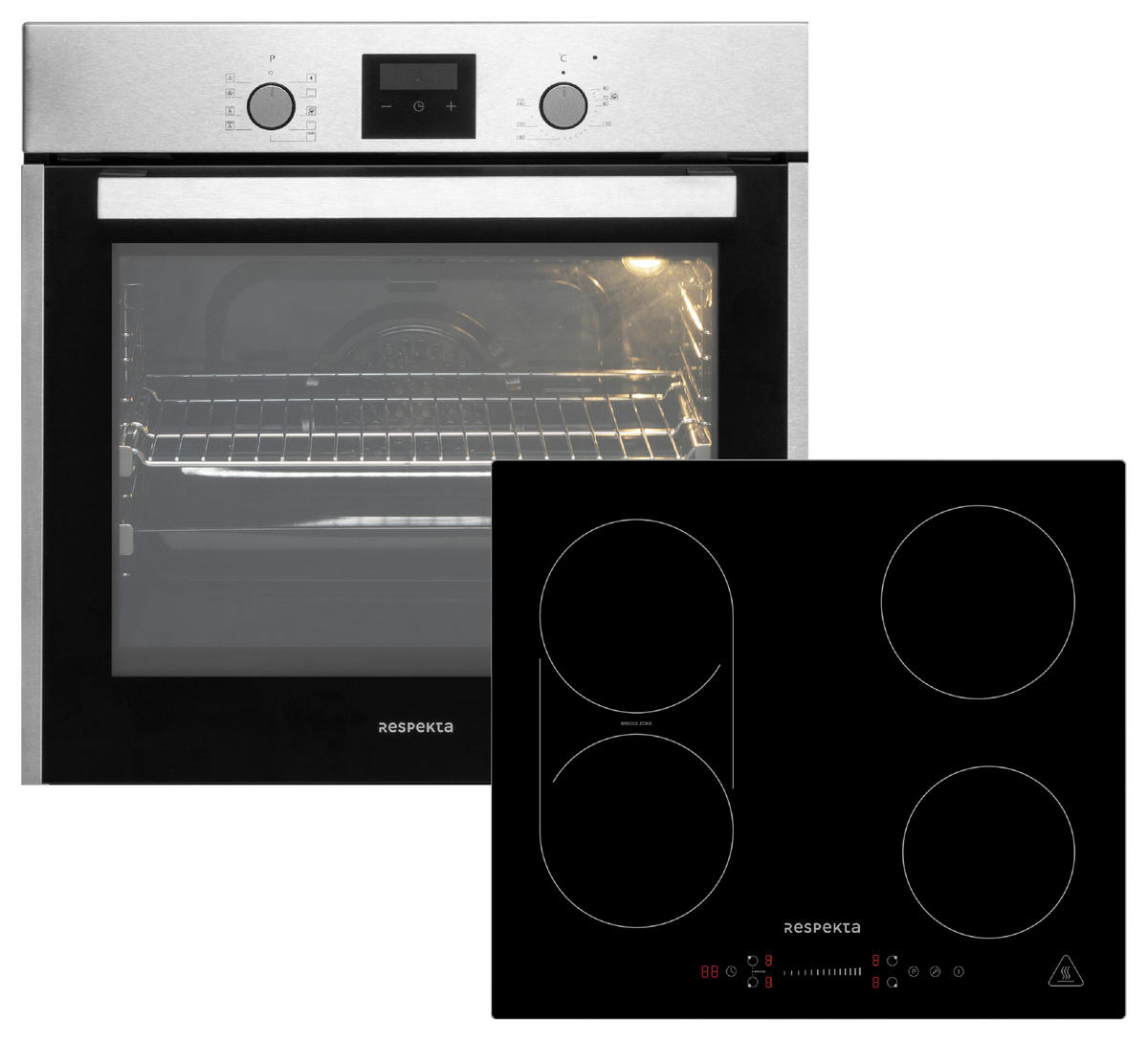 BACKOFENSET ASET1406600I  - Edelstahlfarben/Schwarz, Trend, Glas/Metall (59,5/59,5/56,5cm) - Respekta