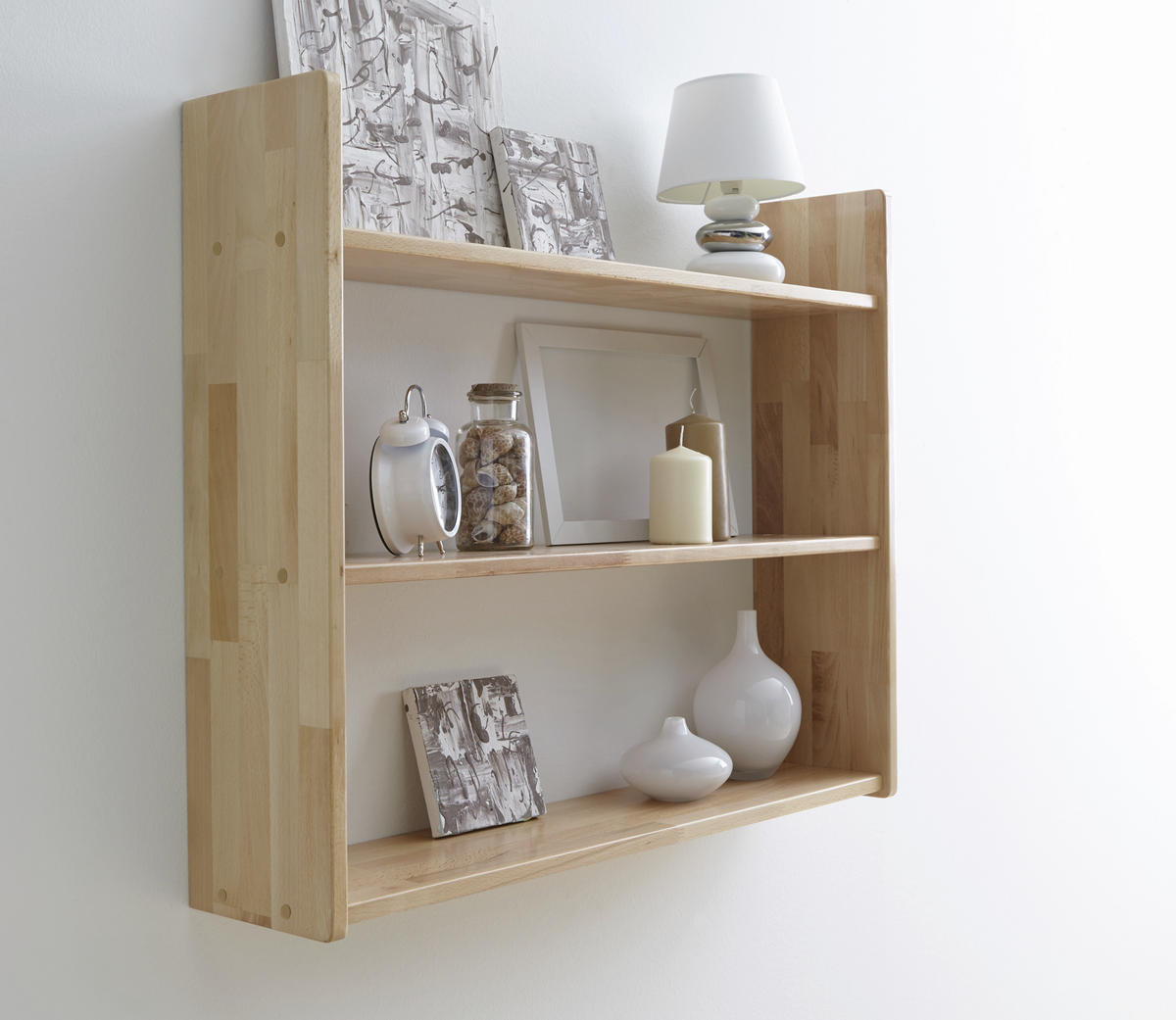 STENSKI REGAL 90/74/20 cm barve bukve  - barve bukve, Basics, les (90/74/20cm) - MID.YOU