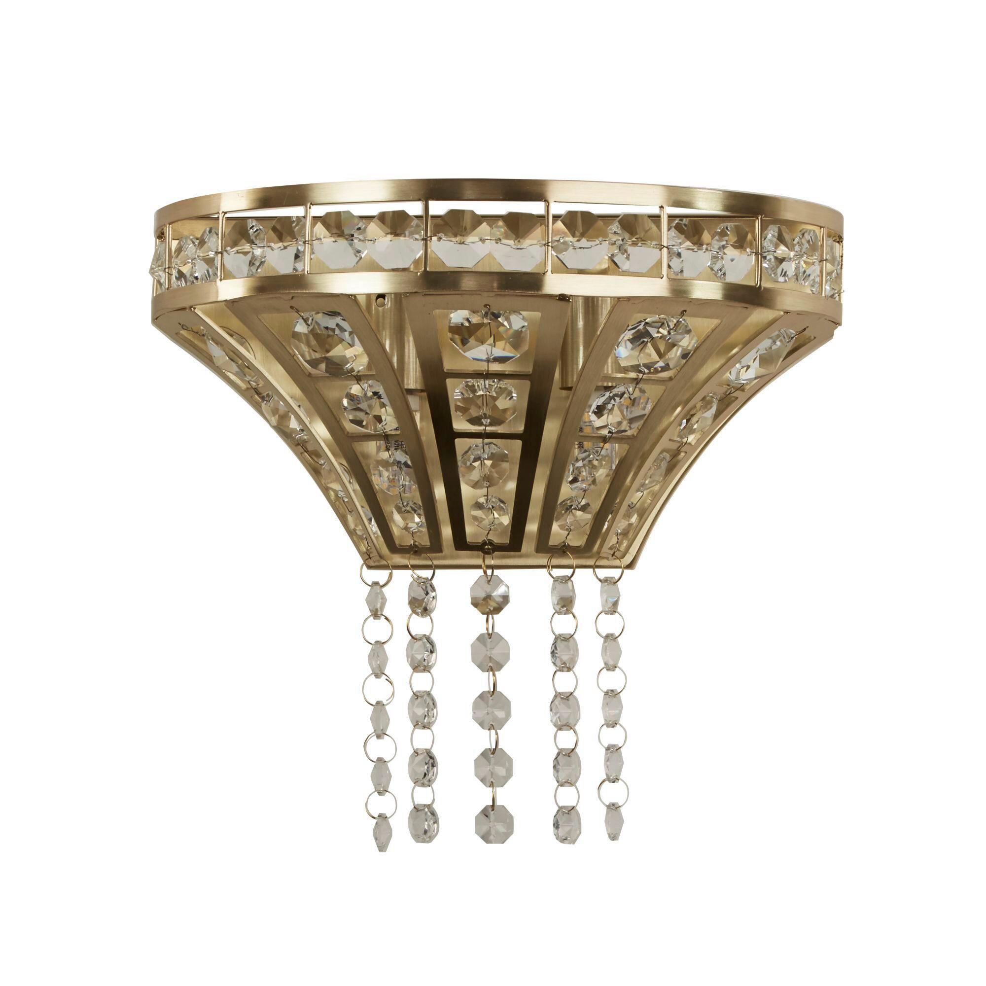 APLICĂ DE PERETE - străveziu/alămiu, Basics, sticlă/metal (25/23,7cm)