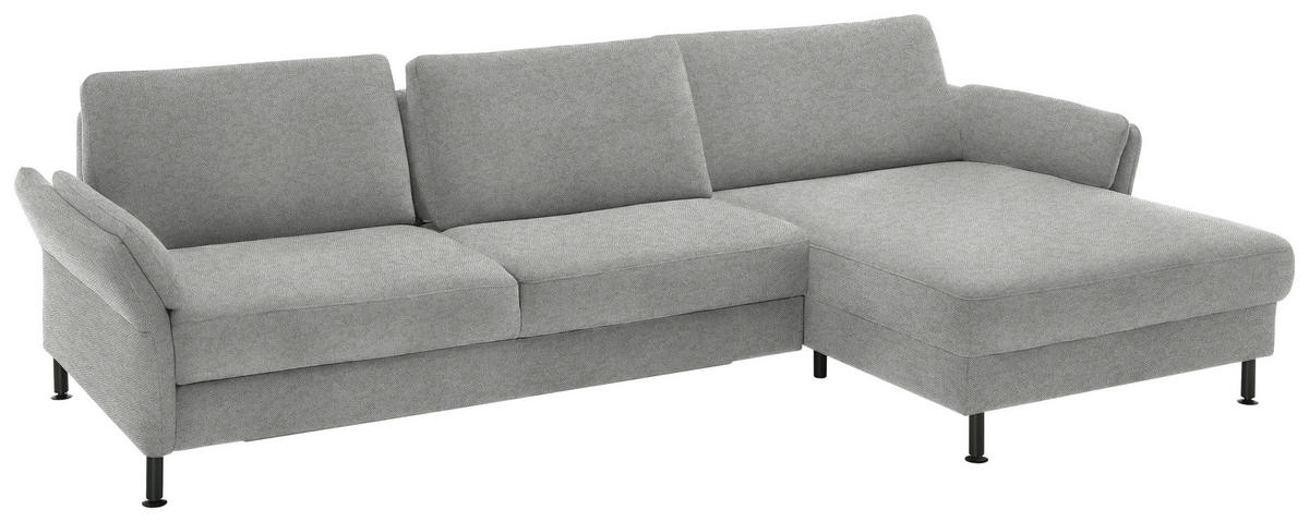 ECKSOFA  in Chenille, Flachgewebe Greige  316/175 cm  - Greige/Schwarz, Design, Textil/Metall (316/175cm) - Dieter Knoll