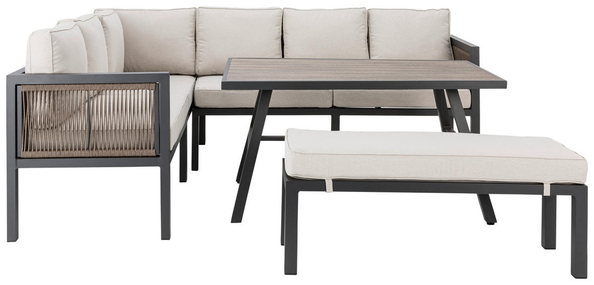 LOUNGEGARNITUR 16-teilig  - Anthrazit/Beige, Design, Kunststoff/Textil (195/242cm) - Amatio